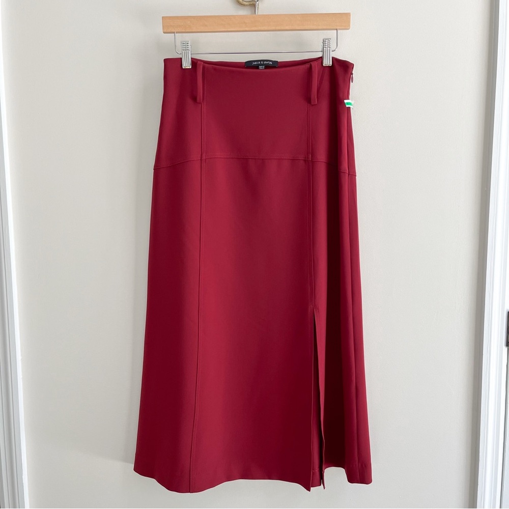 [judith & charles] adira midi skirt w/ belt merlot 6